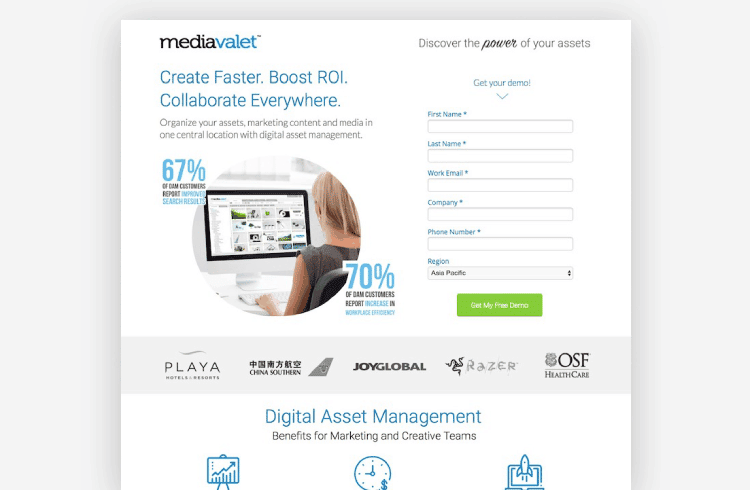 Mediavalet landing page