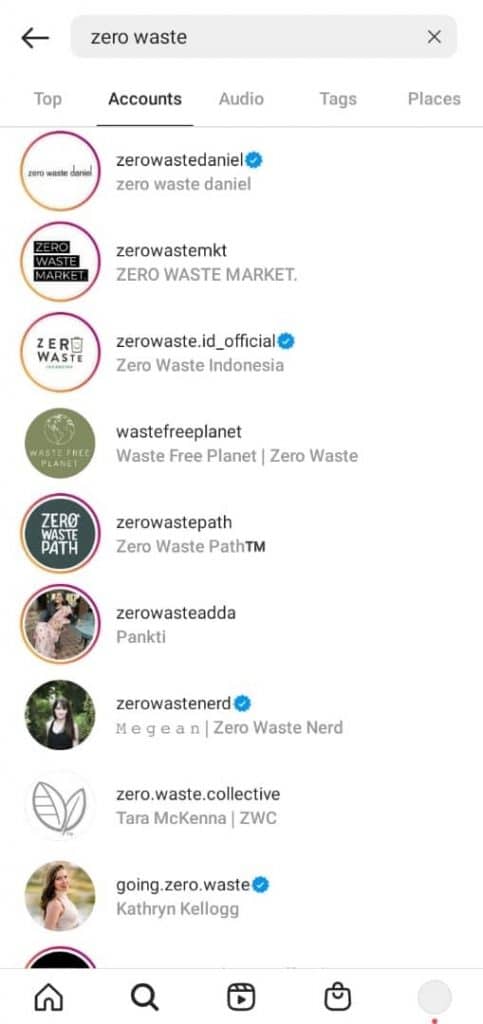 instagram search results