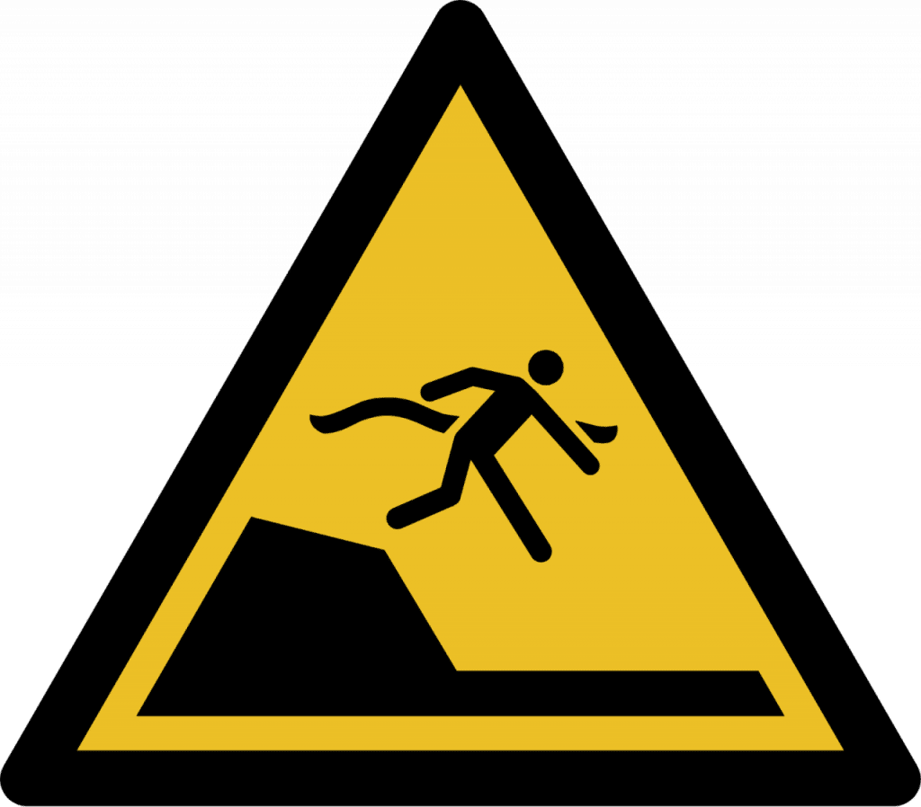 road sign to warn of sudden drop