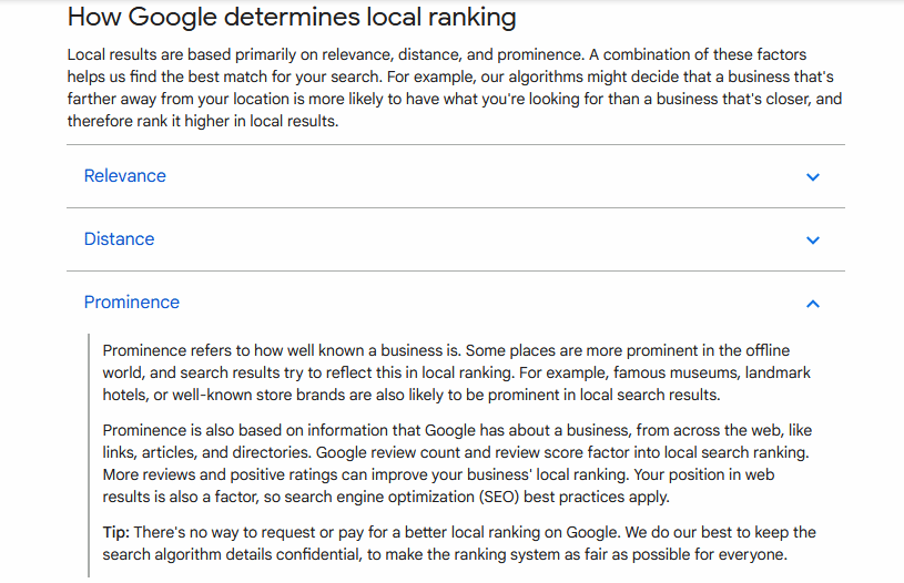 google FAQ answers connected  section  ranking determination